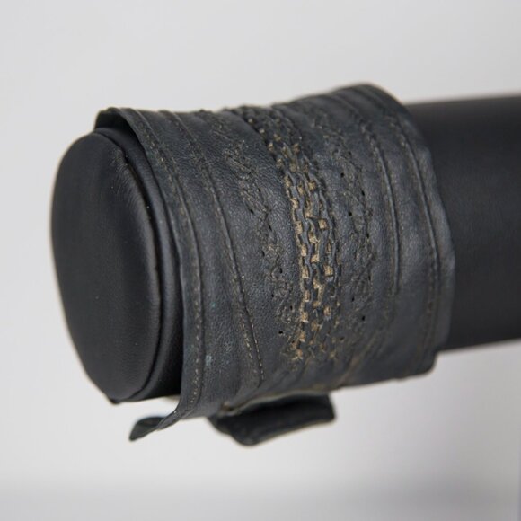 Vintage Max Studio Black Leather Punk Gothic Buckle Cuff Bracelet - Picture 1 of 9